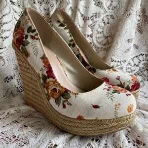 Floral Canvas Wedges